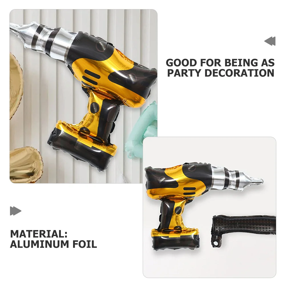 

10Pcs Foil Balloon Hammer Drill Shaped Party Decoration Inflatable Cartoon Balloon for Construction Themed Events
