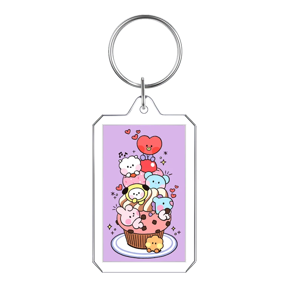 Bt21 Keychain Photo Frame Kawaii KOYA TATA Student Kpop Idol Decorate CHIMMY  MANG Pendant Exquisite Cartoon Girl  Birthday Gift