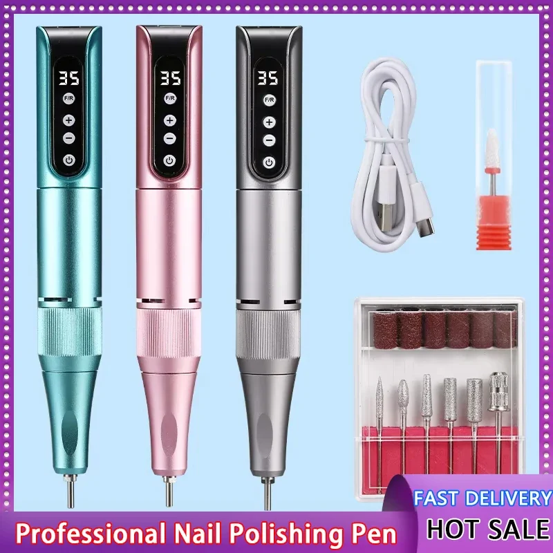 

Беспроводная дрель для ногтей, 35000 об/мин, USB-пилочка для ногтей, полировальная ручка, перезаряжаемая дрель для ногтей, портативная маникюрная дрель, инструмент для салона