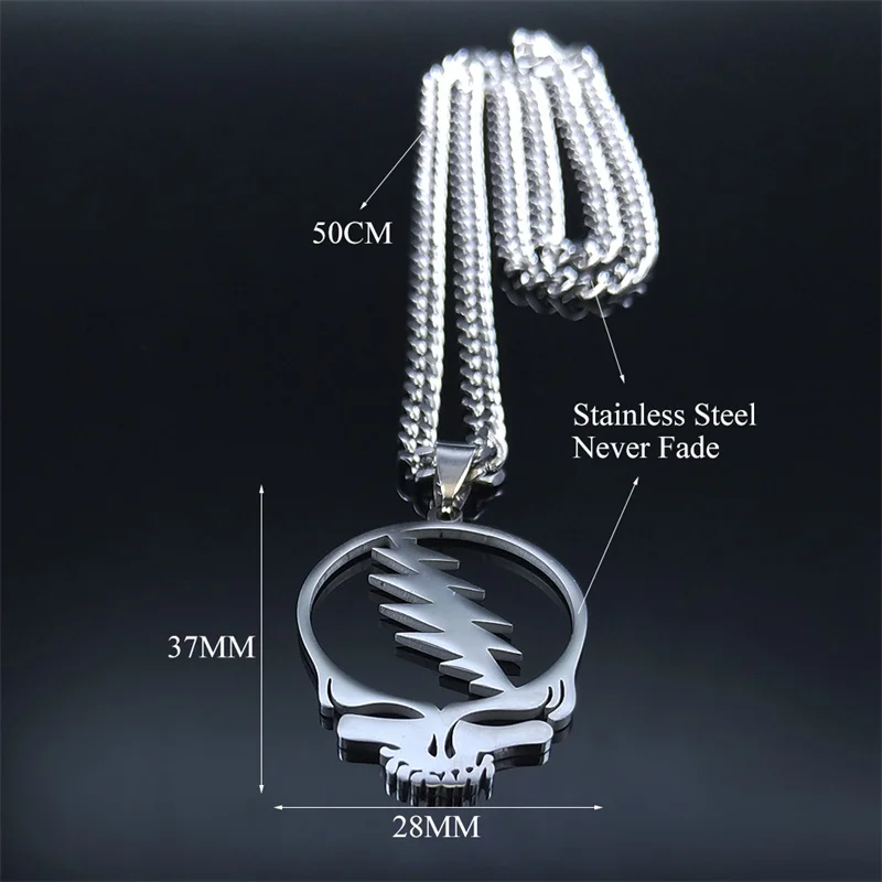 Skull Stainless Steel Chain Necklaces Silver Color Statement Necklace Jewelry collar acero inoxidable N4206S06