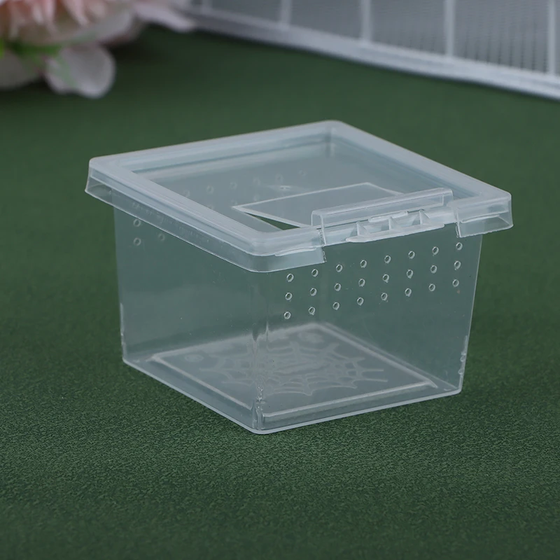 1Pc Square Transparent Plastic Reptile Insect Spider Breeding Feeding Box Container Tank Transport Case Hatching Tank