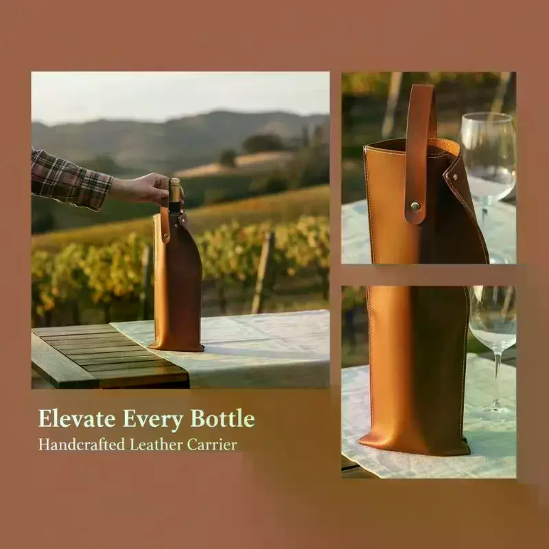 Wine Packaging Bag Fake Leather Wine Tote Carrier: Stylish Bottle Champagne Protective Handle Party