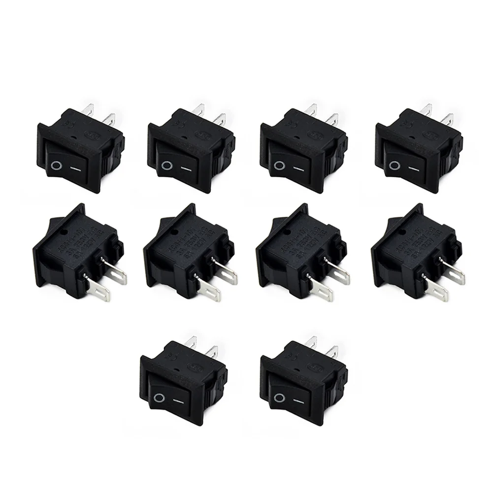 10Pcs Auto Car Truck Boat Round Rocker 250V 3A 2-Pin ON/OFF Toggle SPST Switches Car Truck Boat Round Rocker