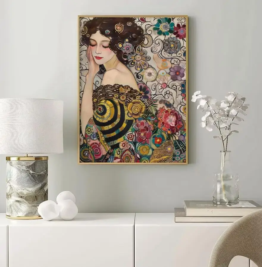 Gustav Klimt Lady 5D obraz diamentowy DIY ścieg krzyżykowy nowy 2024 Vintage portret sztuka ścieg krzyżykowy mozaika haft diamentowy sprzedaż