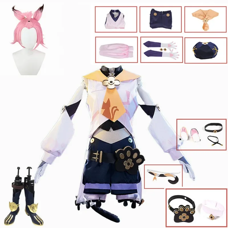 

Genshin Impact Mondstadt Diona Cosplay Costume Uniform Hat Tail Wig Outfit Game Cosplay Bartender Diona Costume Loli Uniform