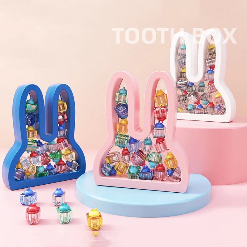 INS Cute Baby Tooth Box Milk Teeth Organizer Storage Rabbit Girl Collection Space Souvenir Case Infant Kid Gifts for Children