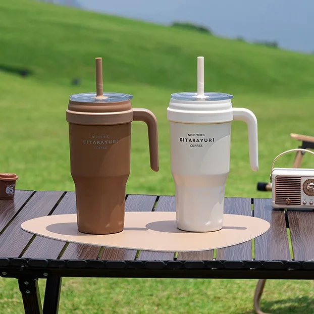 

Summer Large-capacity Thermos Cup 1100ml Kettle High-value with Handle Straw Bingba Cup