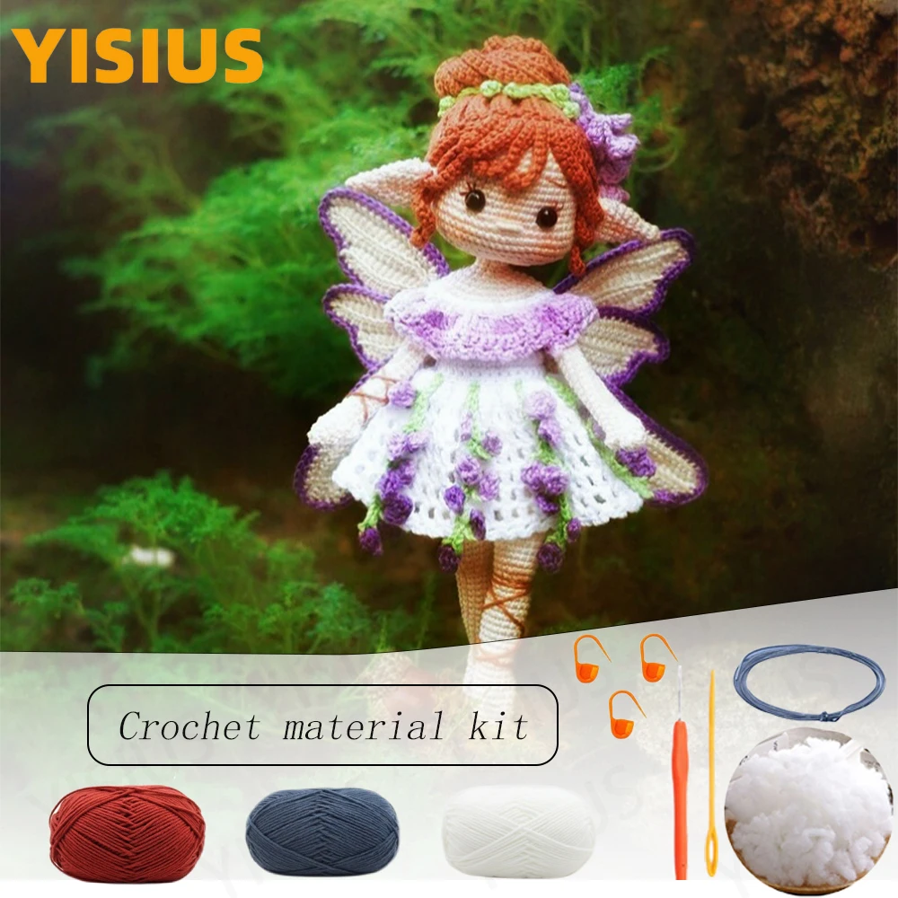 

Вязаная крючком кукла амигуруми, глициния, цветок, фея, кукла, сделай сам, крючок, набор для вязания крючком, лесная фея, вязаные принадлежности для девочек, подарки