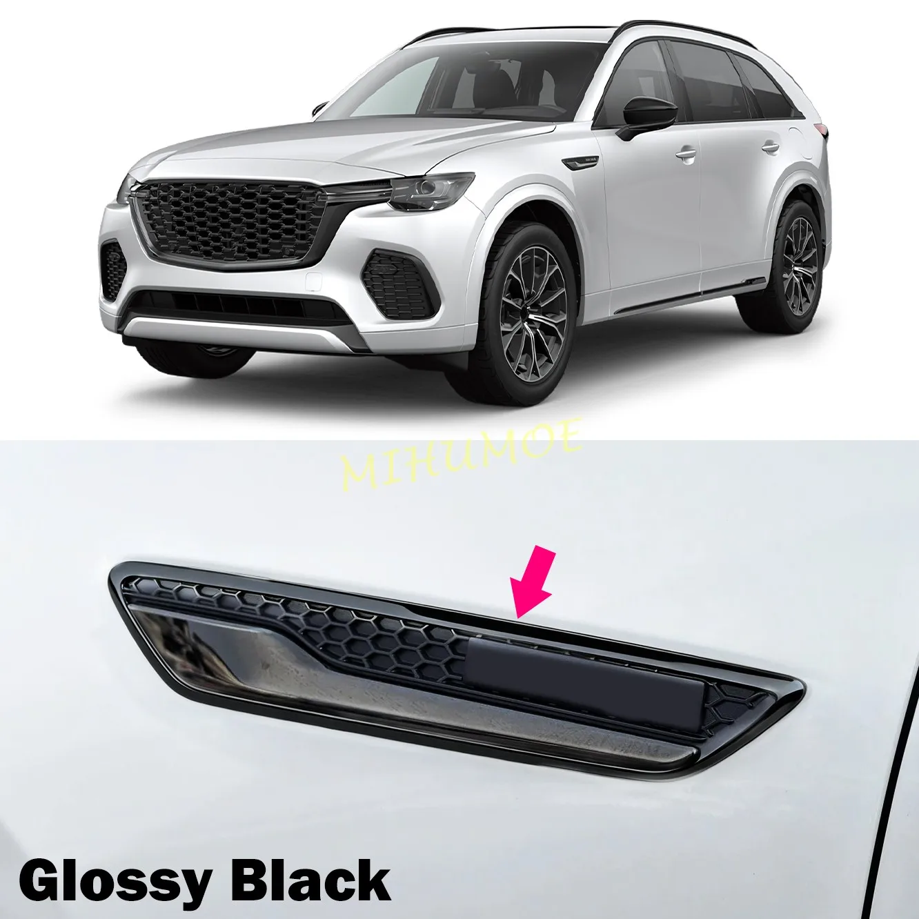 

Для Mazda CX-70 KJ CX70 2025 2026 2027: Черная декоративная накладка на передний воздухозаборник (крыло) из ABS-пластика, в стиле «Акулья плавница», аксессуары для автомобиля
