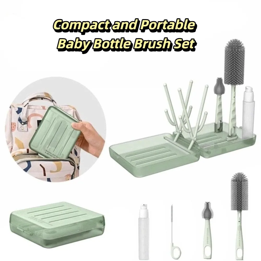 

6 in 1 Set Travel Bottle Brush Travel Size Multi-Functional Bottle Cleaner Kit Durable Materia Compact Design