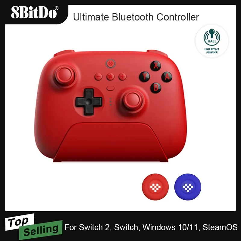 AKNES 8bitdo Ultimate Bluetooth-контроллер с зарядной док-станцией, геймпад с эффектом холла, сенсорный джойстик для коммутатора, Windows, ПК