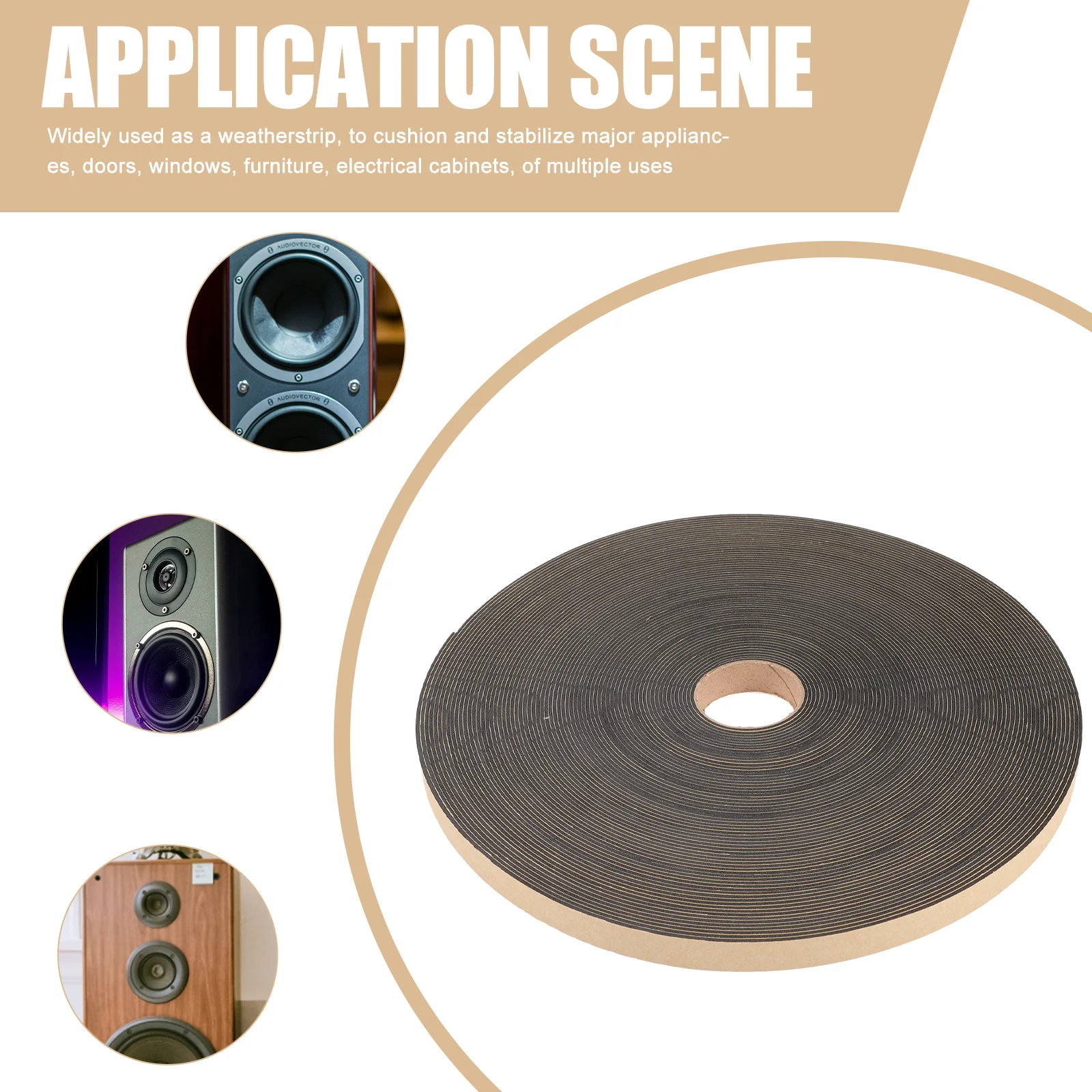 1 rotolo di striscia autoadesiva per porte e finestre, nastro in schiuma insonorizzata per l'isolamento degli spazi, striscia di tenuta in spugna per la casa