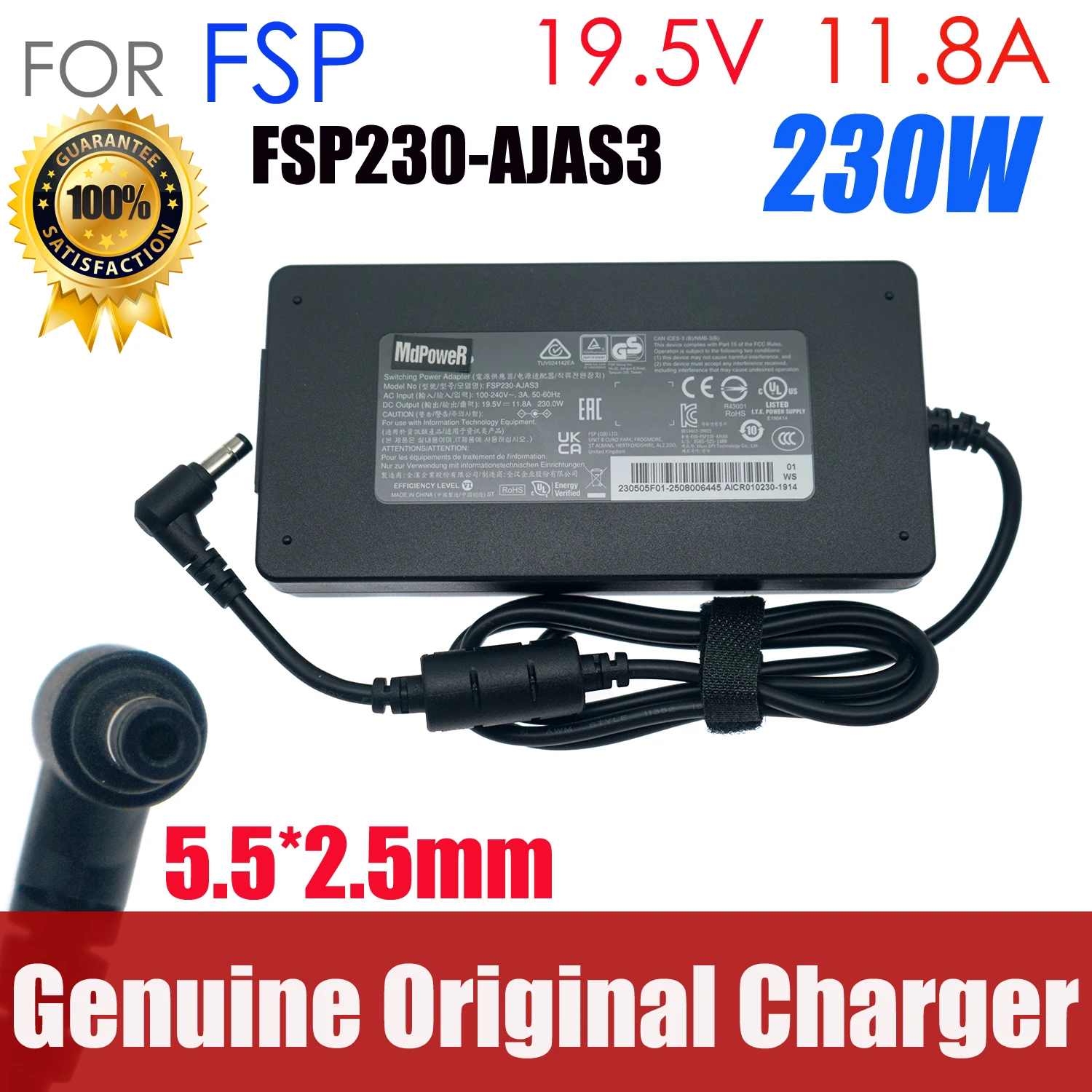 Adaptador de CA FSP Original ​ Cargador FSP230-AJAN3 FSP230-AJAS3-1 19,5 V 11,79 A 11,8 A 230 W para monitor ADATA XPG XENIA 15 AOC AG353UCG