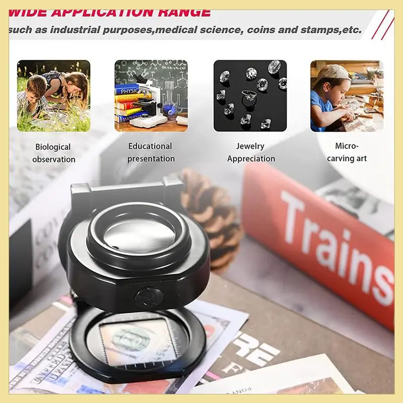 عدسة مكبرة TTKK-5Pcs 25X مع 6 مصابيح، USB ثلاثية قابلة للطي لسطح المكتب، عدسة مكبرة معدنية محمولة للخياطة