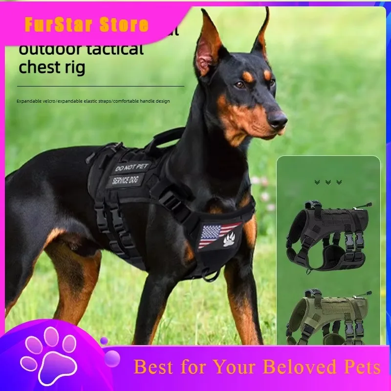 FurStarTactical Dog Vest Harness Anti‑Pull Escape Proof Reflective Pet Chest Strap For Large Dogs Outdoor Walking Training Gear
