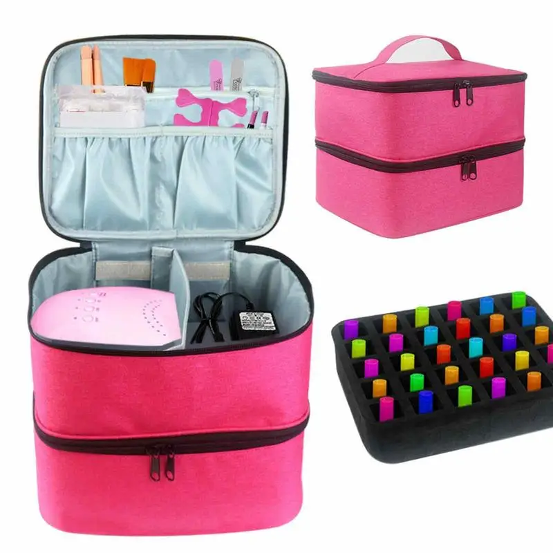 

Double Layer Nail Polish Organizer Nail Polish Carrying Case Nail Polish Holder Nail Dryer Organizer Manicure Brush Case Bag