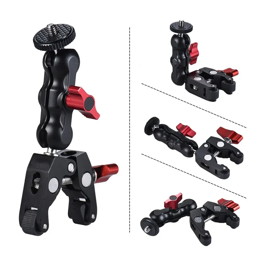 

Universal Super Clamp Camera 360° Ballhead Magic Arm Double Ball Head Adapter for DJI/Insta360/Go Pro/Phone cameras accessories