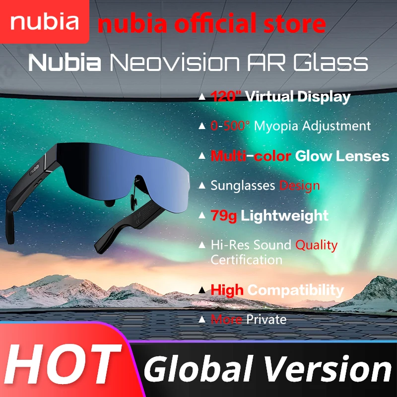 Global Version Nubia Neovision Glass NVG01 Audio visual AR Glass High Compatibility 120 inch HD huge screen Visual Experience