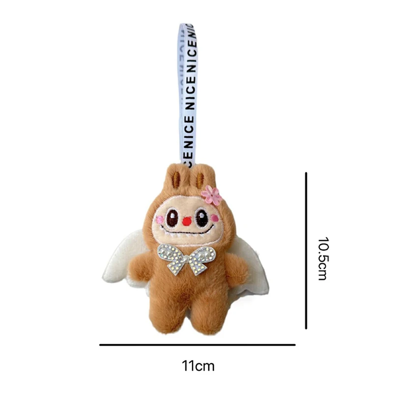 Angel Labubu Plush Toy Keychain Cartoon Soft Stuffed Doll Pendant Car Key Ring Backpack Bag Decor Kid Gift