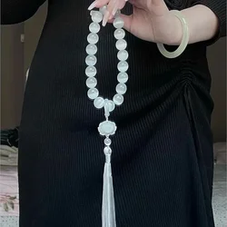 Cat 's-eye Stone 12mm Beads Lotus Tassel Bracelet Necklace Tibetan Buddhist Mala Buddha Charm Rosary Yoga Men Woman Jewelry