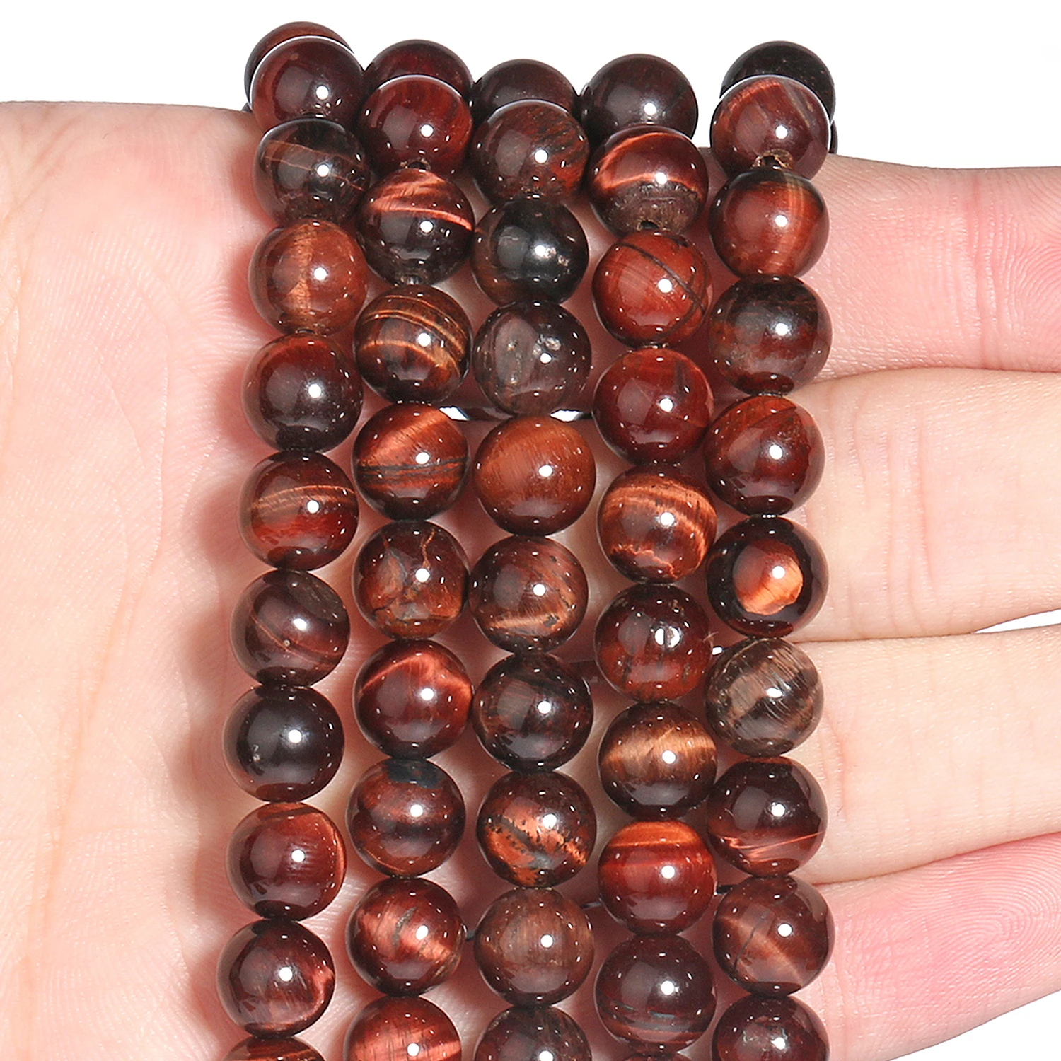 Großhandel Rote Tigerauge-Steinperlen 4-12mm Runde Lose Perlen für Schmuckherstellung DIY Armband-Zubehör – Detail 5