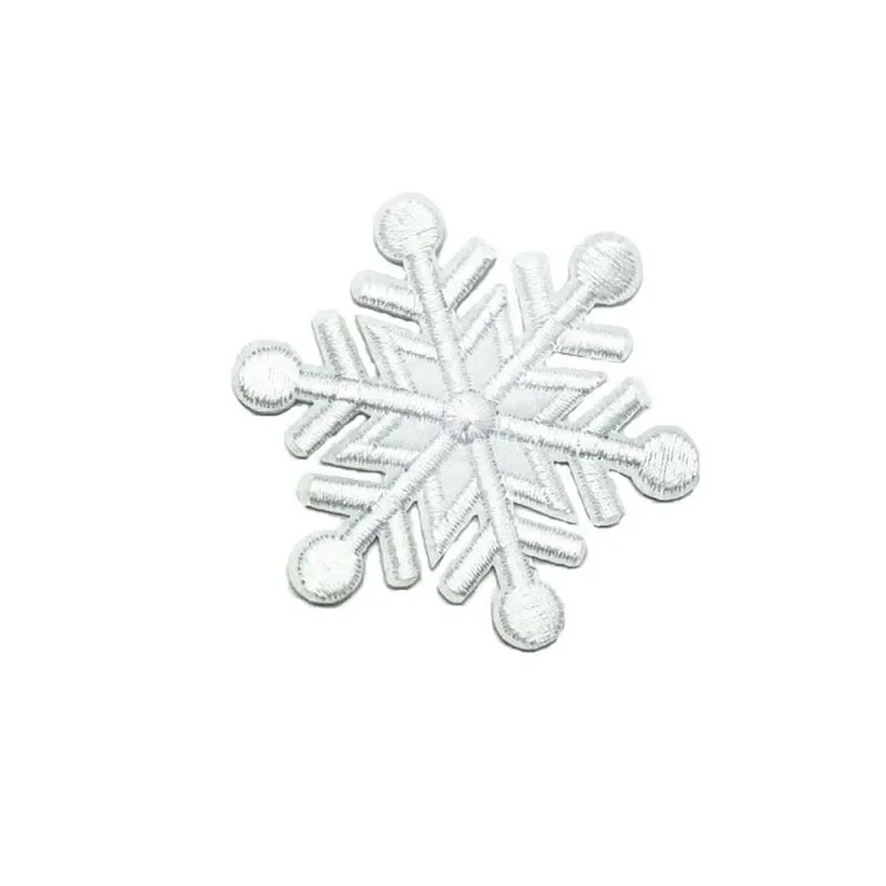 10PC/6.5CM Snowflake Appliques Christmas Decoration,Clothing Patch Thermocollants,White Flowers Iron On Embroidered Patches