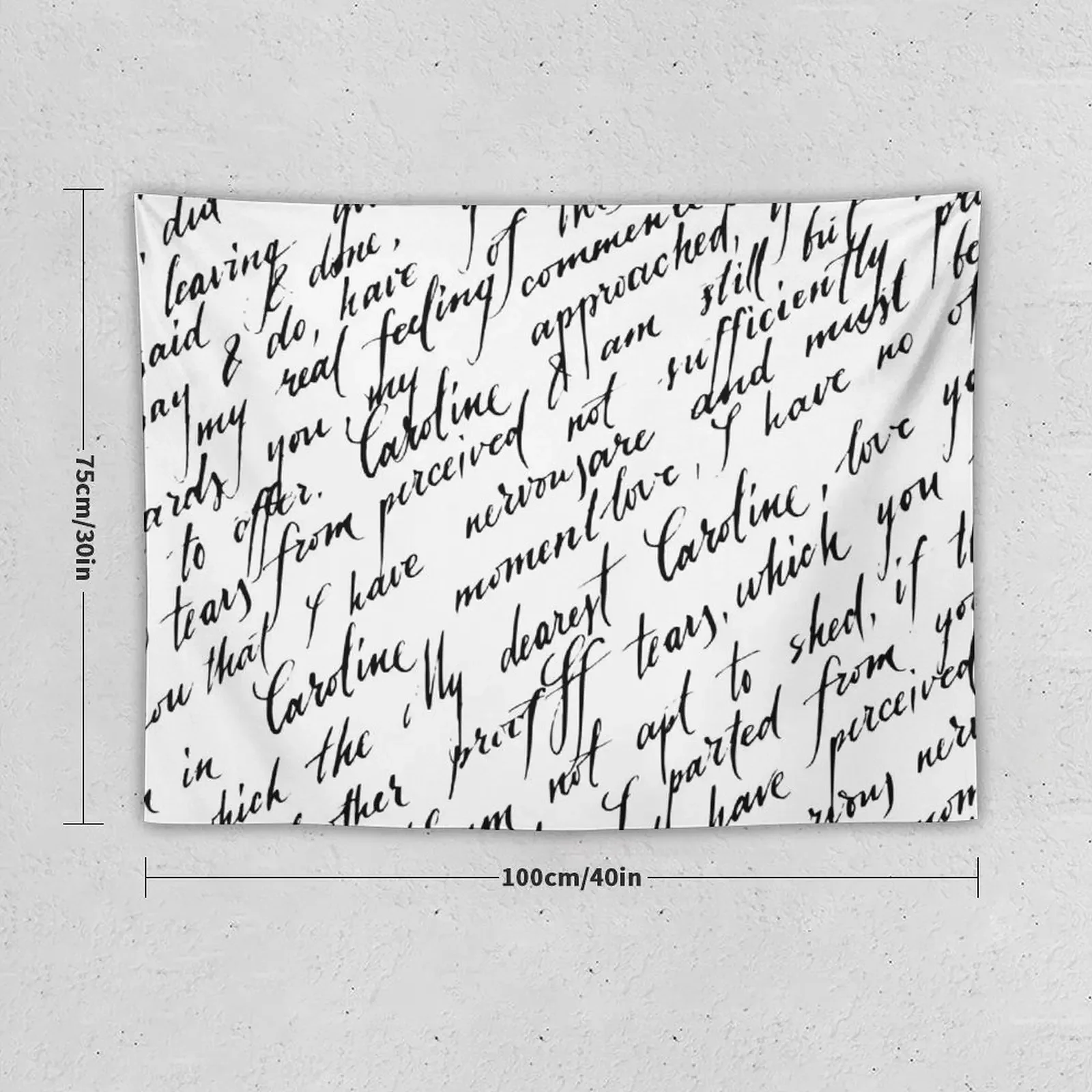 Black and white print of letters of a love letter Tapestry Bed Room Decoration Bedroom Organization And Decoration Tapestry