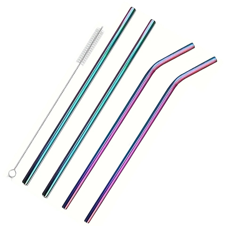 Reusable Stainless Steel Straws with Cleaning Brush Set