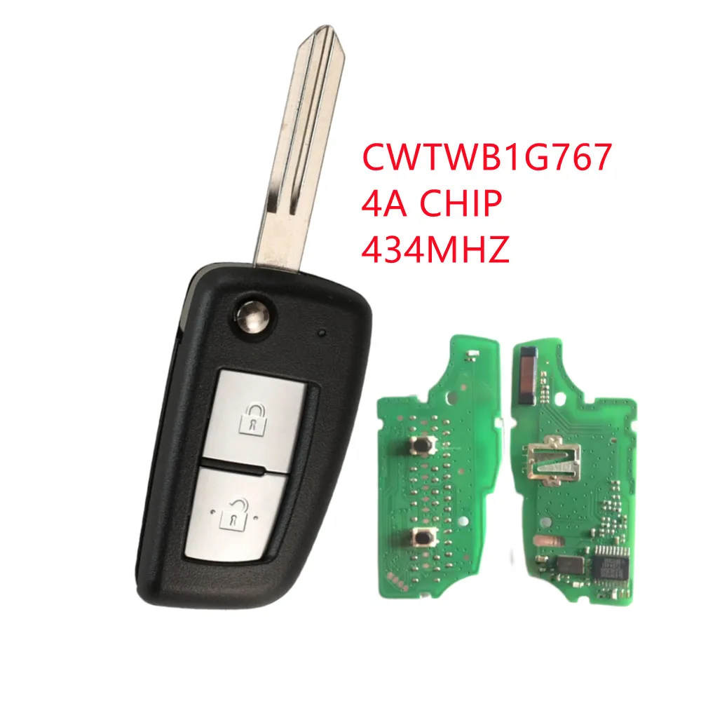 

2Buttons 433MHz 4A Chip Flip Remote Key For Nissan Qashqai J11 Pulsar C13 Juke F15 X-Trail T32 Micra CWTWB1G767