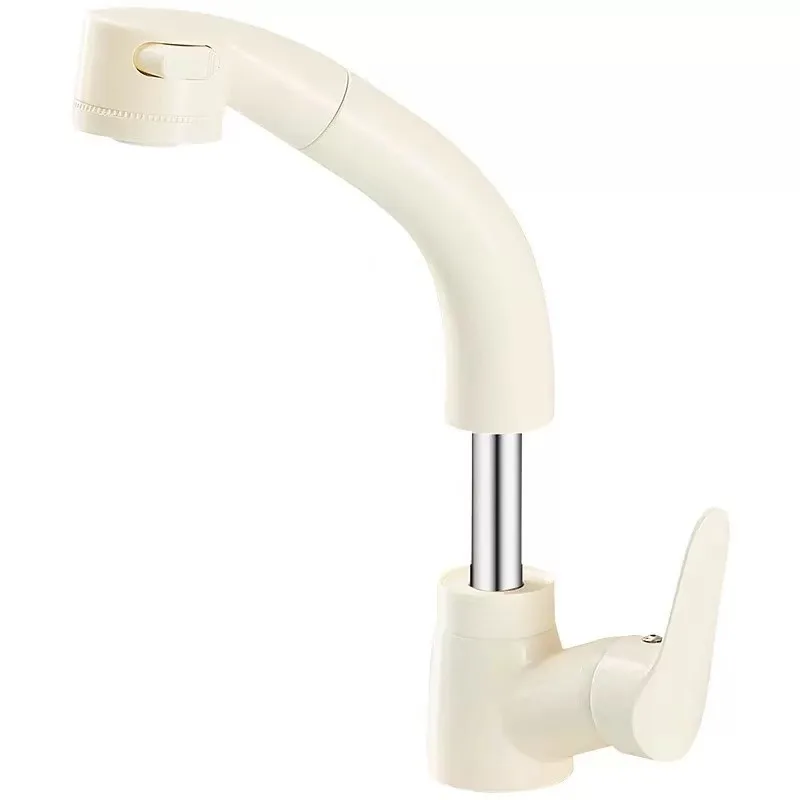 

Japanese cream white washbasin pull-out faucet toilet washbasin faucet lifting and rotating household
