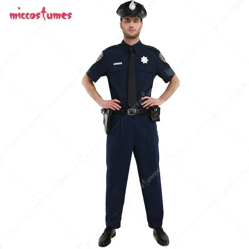 

Cosplay short-sleeved costume for adult police officers in anime style, with a hat. Suitable for Halloween anime exhibition part