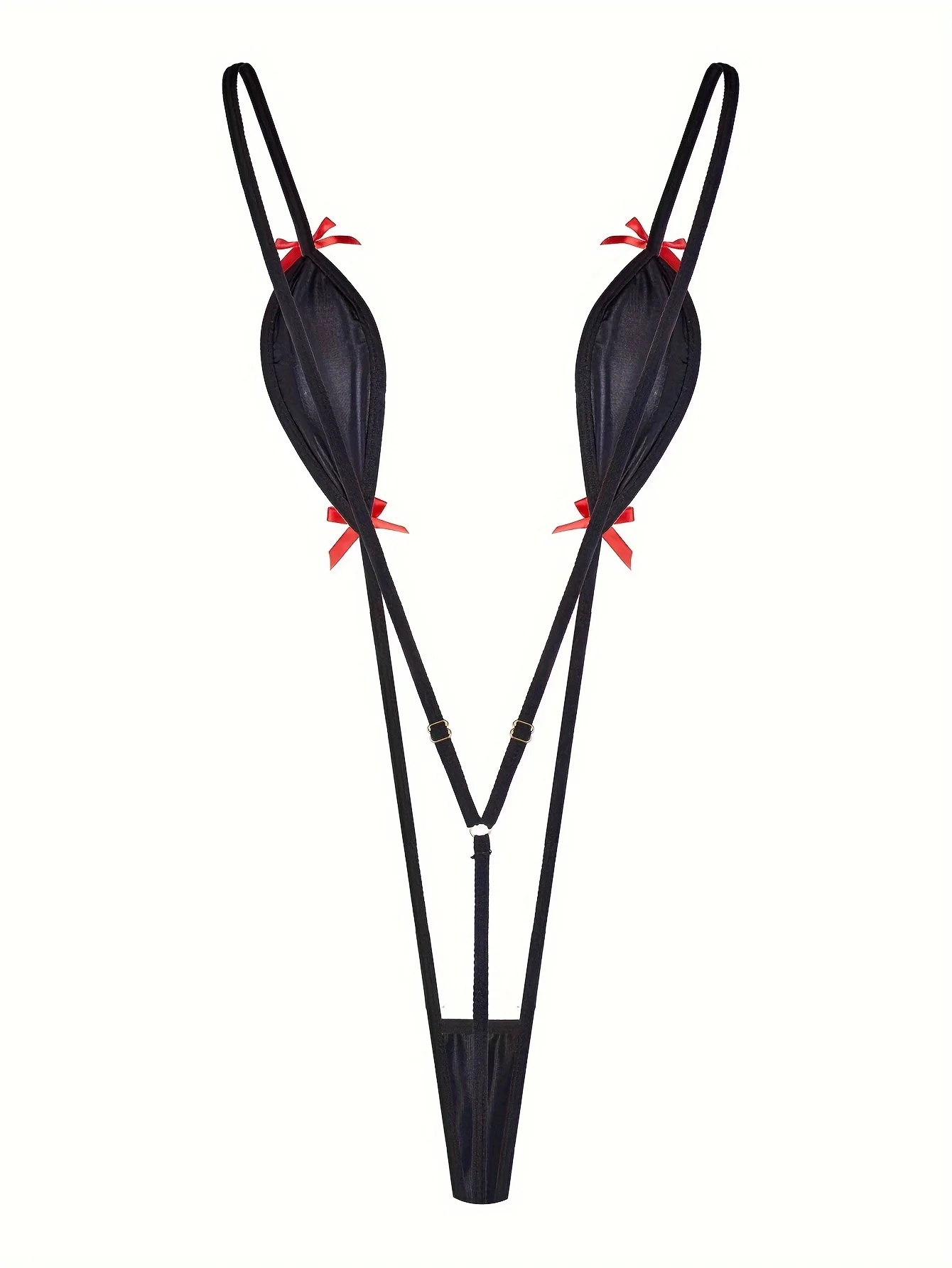 

Sexy black bow themed women's jumpsuit - adjustable shoulder straps, elastic underwear, perfect for parties and casual wear