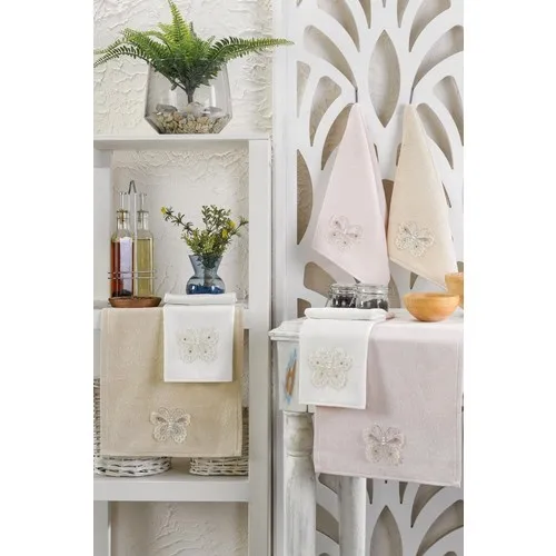 Casnack Butterfly Filet Lace 6'lı Kitchen Towel Set 30 X50