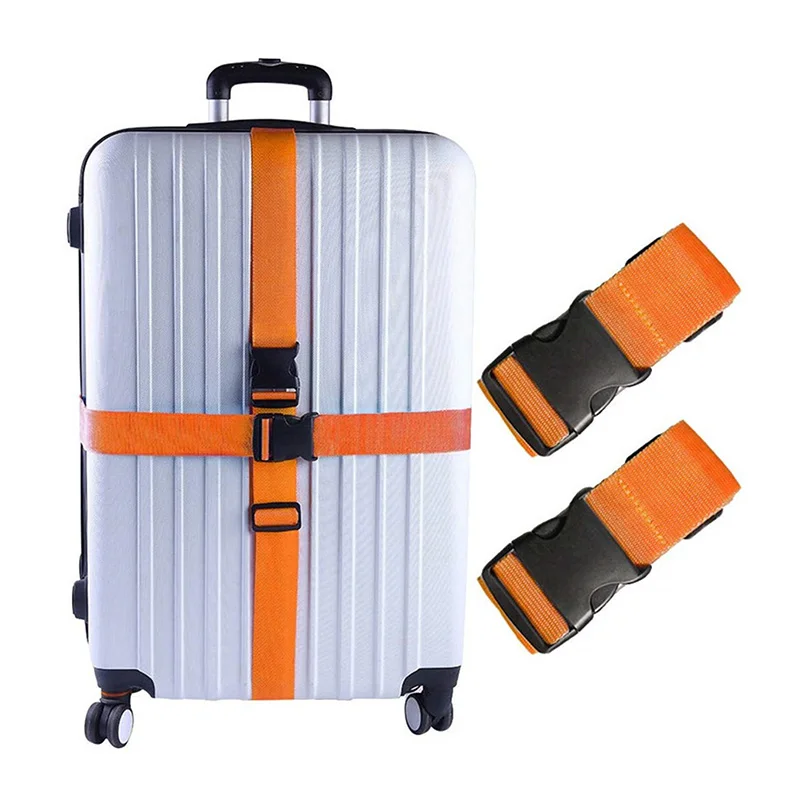 Adjustable Luggage Strap Travel Essential Accessories Suitcase Supplies Fixed Belt 2Pcs Cross Packing Straps 18-32 Inch Suitcase