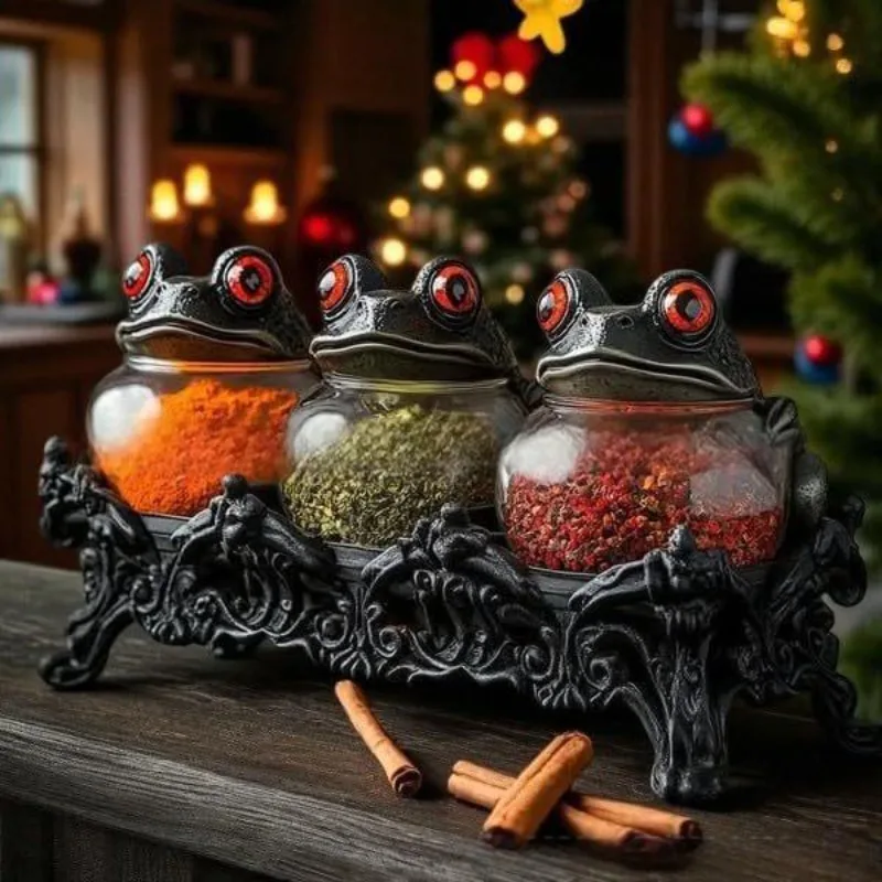 Resin Storage Jar Multifunctional Witchy Frog Spice Storage Bottle Gothic Container Jewelry Display Box Stand Kitchen Decor Gift
