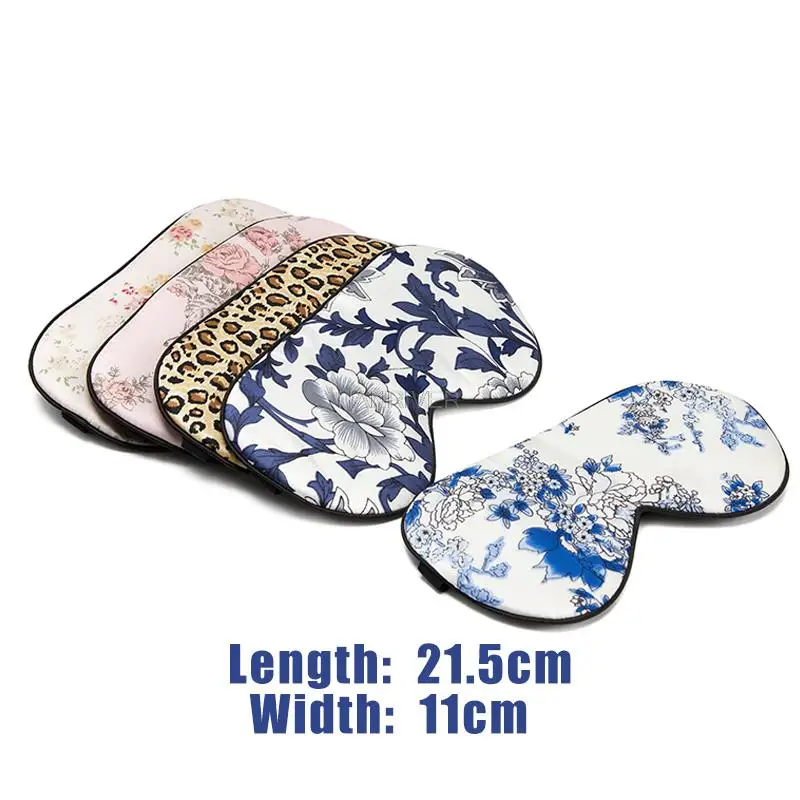 Silk Sleep Mask Porcelain Pattern Eyeshade Eye Cover Shading Blindfold Thicken Soft  Eye Mask Sleeping Travel Eyepatch