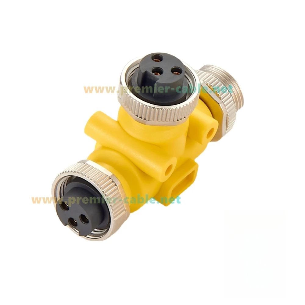 Mini-Fast 7/8"-16UNF 3 Pin Male to Female Tee Splitter 3 Way Mini-Change Industrial Circular Connector T Distributor