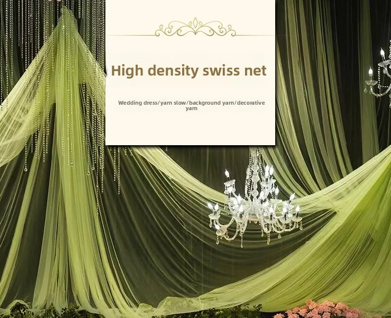 High‑Density Soft Sheer Tulle Ceiling Drapes, Avocado Green & Sage Green Mesh Gauze Fabric For Wedding Party Backdrop Decoration