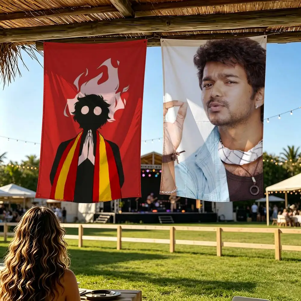 T-Thalapathy V-Vijay India Flags Wall Hanging Background Art for Bedroom Home Outdoor Decor