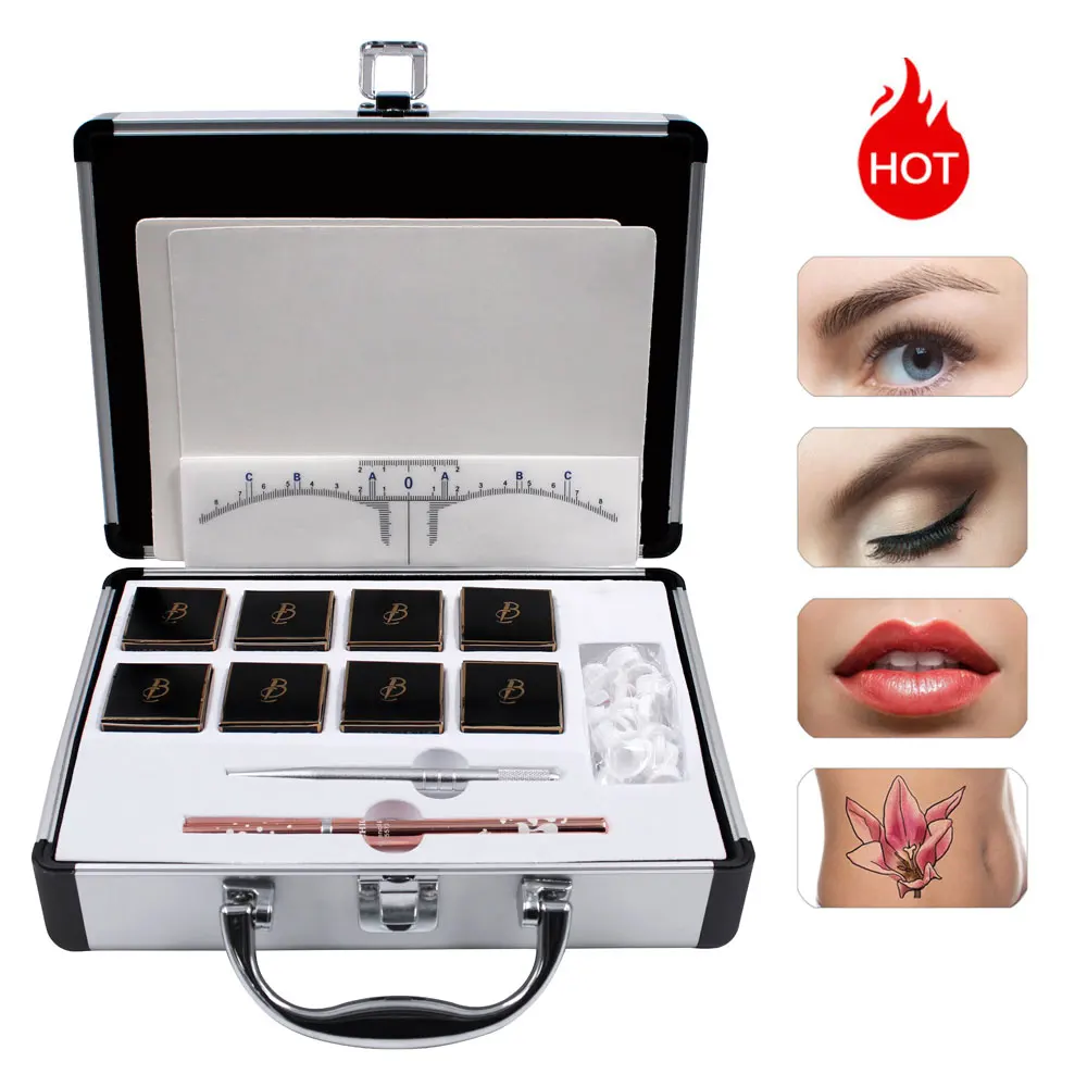 Biomaser4/8 Kem Sắc Tố Microblading Bộ Dụng Cụ Cho Vĩnh Viễn Trang Điểm 3D Xăm Chân Mày Khởi Động Bộ Dụng Cụ Với Microblading Penna Thước