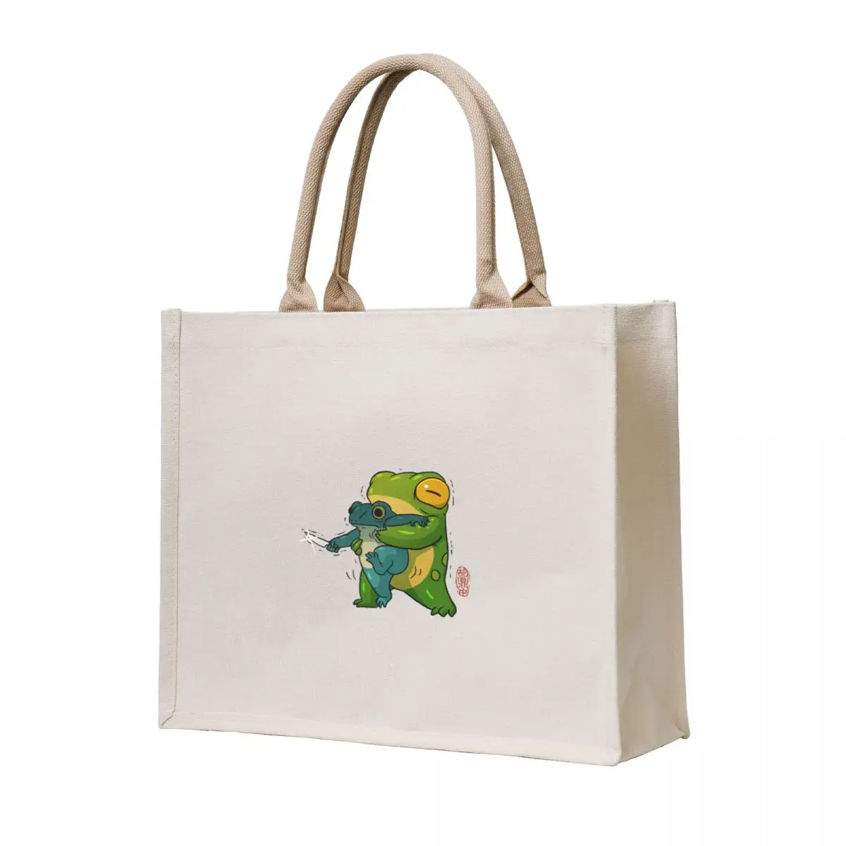 

cute stabby frog being held back let it go bro artwork asian style Tote Bag Shopper bag hand bag Women's handbag