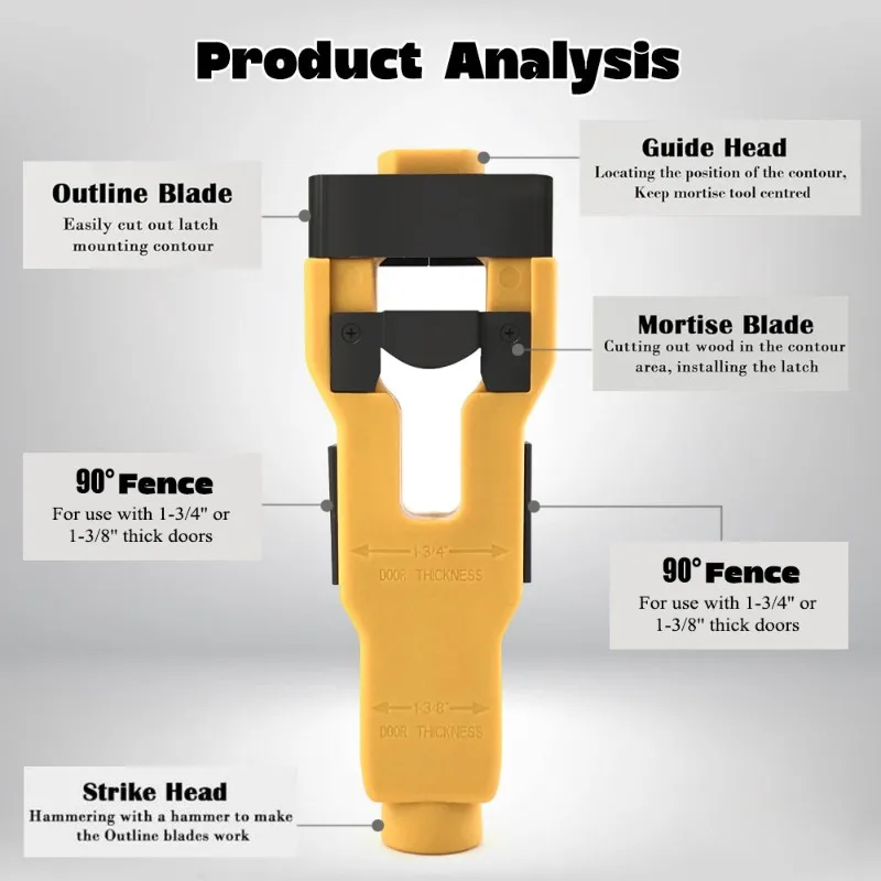 

【MUST-HAVE】Набор для установки + инструмент для врезной дверной защелки для комплекта дверных замков можно использовать на деревянных и металлических дверах