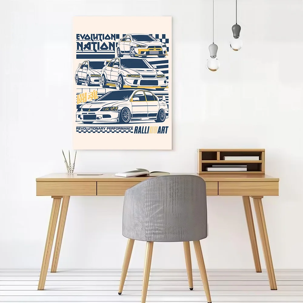 Japanese Car Lancer Evolution Art Canvas Poster Customizable Printed Canvas Painting Wall Art for Fans Room Decor Wand Deko Arts