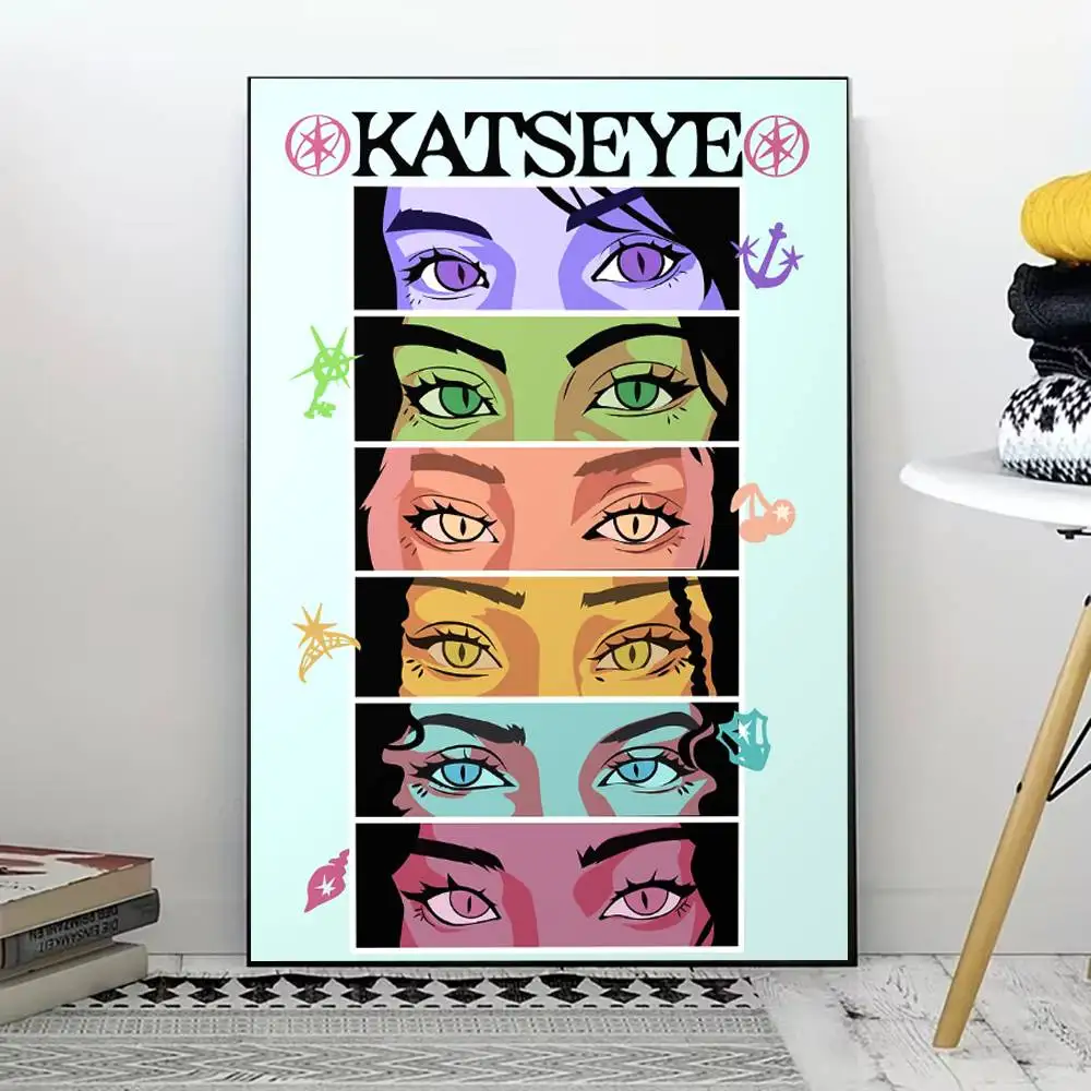 Kpop K-Katseye poster voor woonkamer, slaapkamer, kantoor of bar, frameloos, binnengebruik, slaapkamermuurkunst.