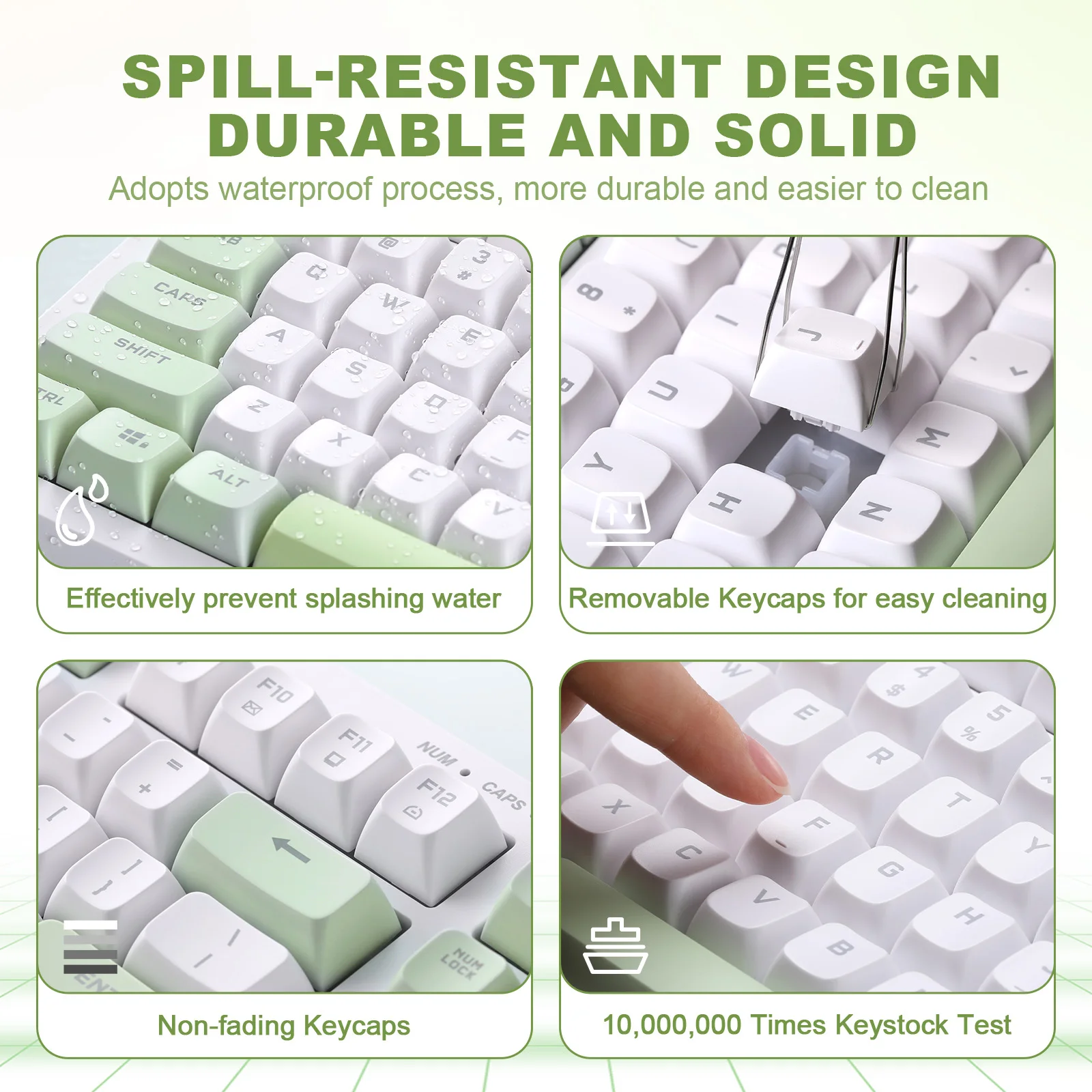 Imagem -04 - Teclado Retroiluminado com Fio Gaming Resistência a Derramamento Anti-ghosting Silenciosa Completa Numpad Membrana Branco 98 Chaves Yunzii-d98