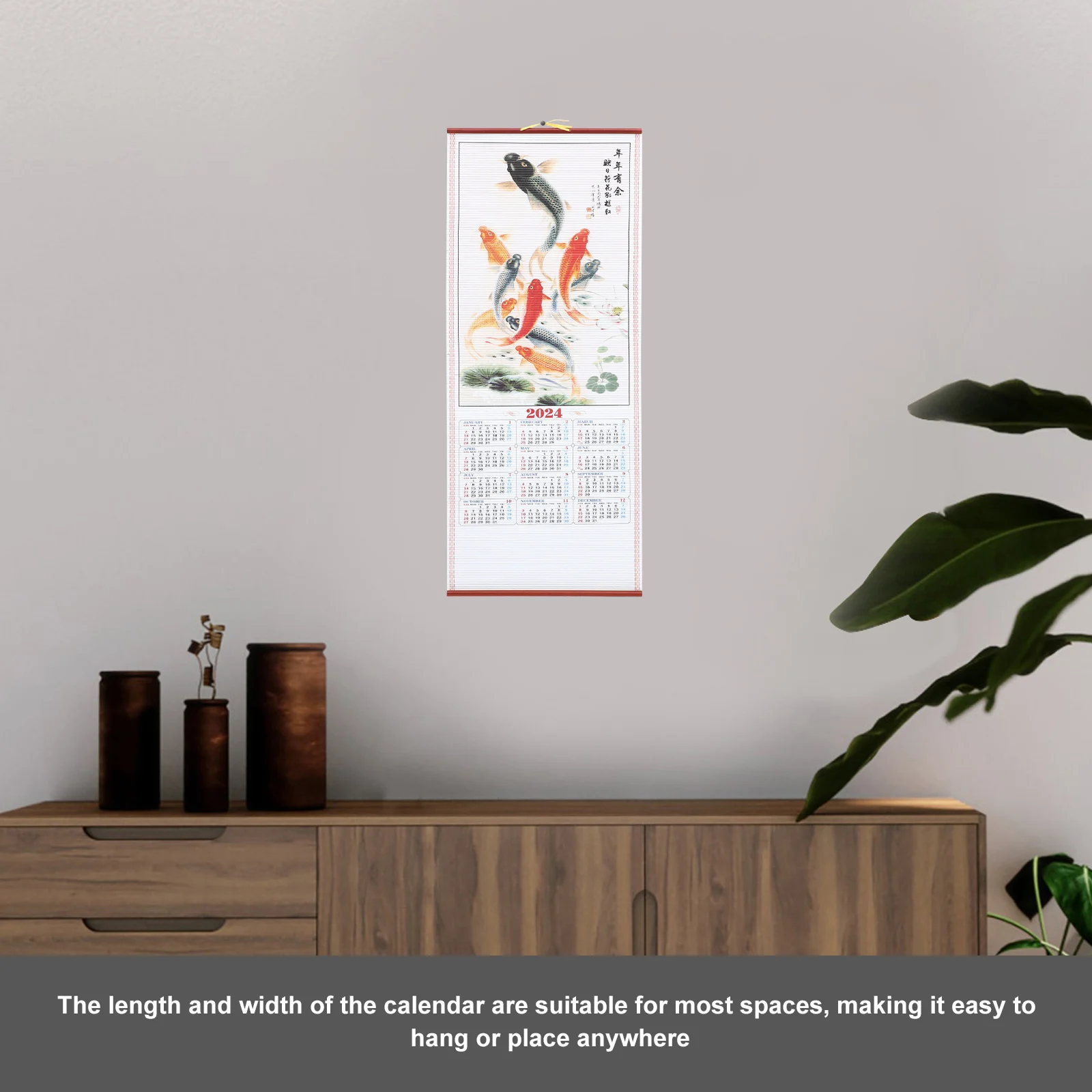 

Dragon Year Calendar 2024 Wall Hanging Planner Imitation Rattan Scroll Decor Perfect Size Ideal Gift Chinese New Year Room Decor