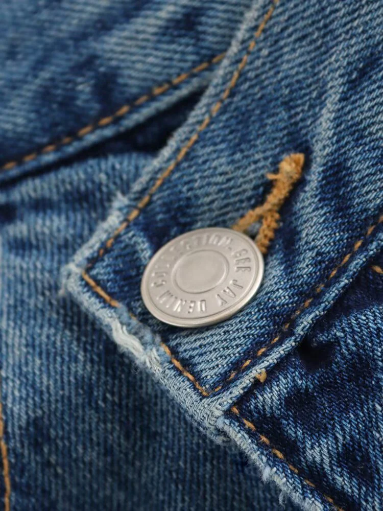 أزياء نسائية جديدة على الطراز الأوروبي، متعددة الاستخدامات، أنيقة، كاجوال مزدوجة الصدر عالية الخصر واسعة الساق من قماش الدنيم. #6