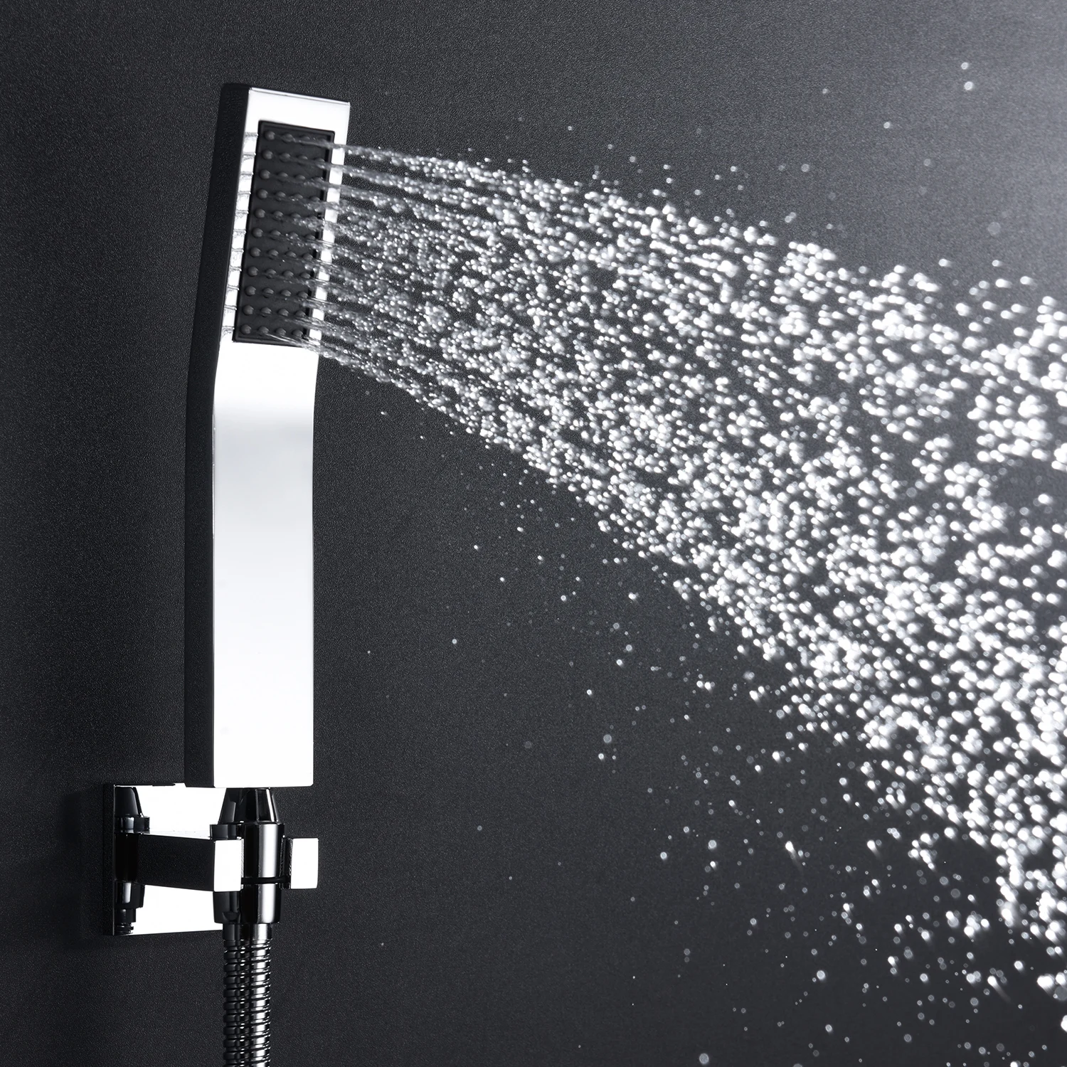 hm Europe Style Rainfall Waterfall Shower Head Large Ceiling Music LED Shower System Set Thermostatic Mixer Valve Lateral Jets