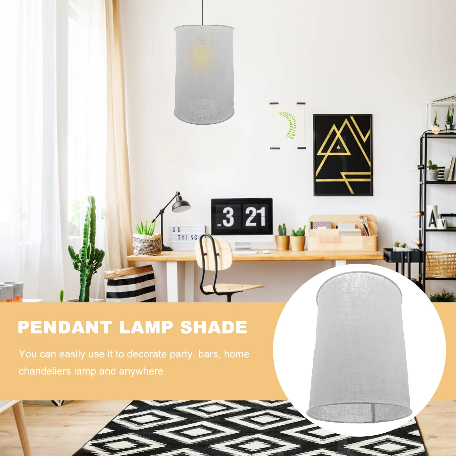 

Elegant Fabric Lampshade 34cm White Cloth Hanging Light Shade for Pendant Lamps Home Decor Bedroom Living Room E27 Size