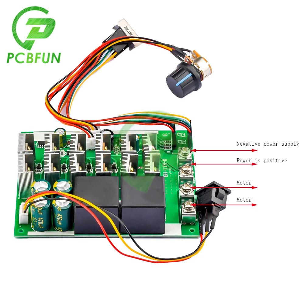 DC 10-55V 60A DC Brush Motor PWM Speed Controller Module Bidirectional Reverse Switch Digital Display Indication